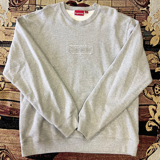 Supreme Cutout Logo Crewneck Heather Grey - Preowned