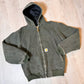 Boys Carhartt Green Y06MOS Coat Hooded Full Zip Bomber Jacket Size Small S