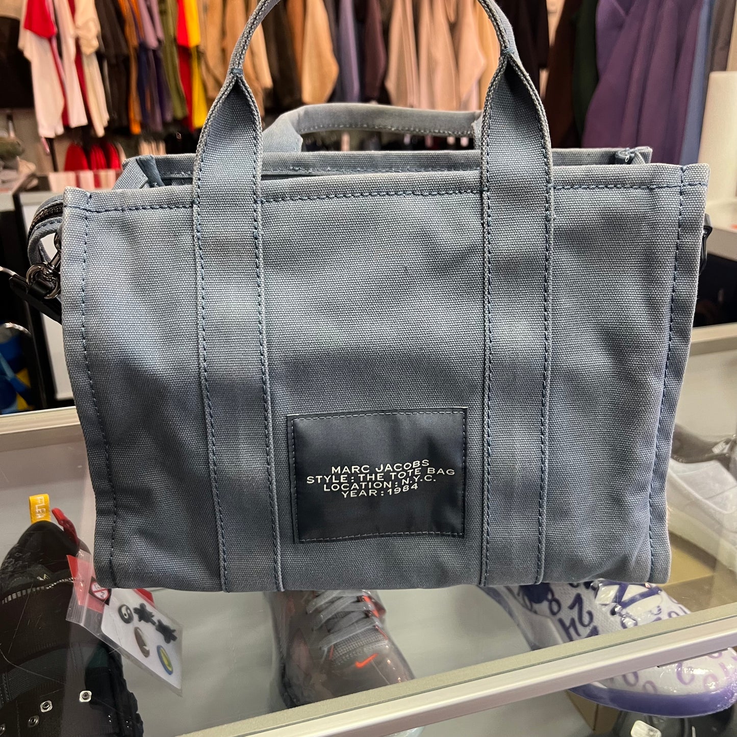 Marc Jacobs The Tote Bag Small Blue Shadow - Preowned