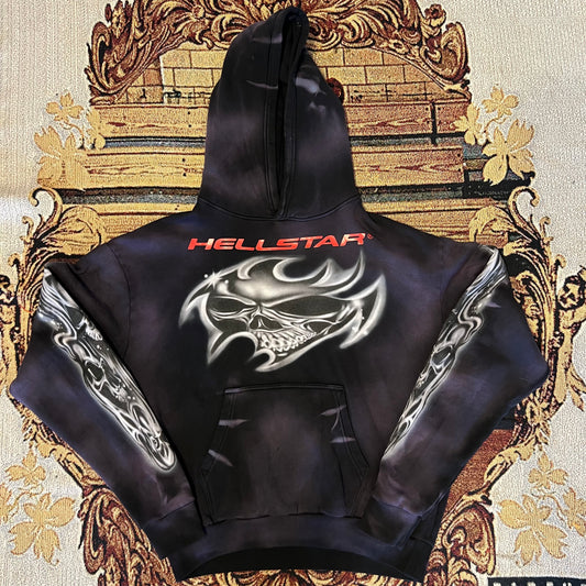 Hellstar Airbrushed Skull Hoodie Black - Preowned