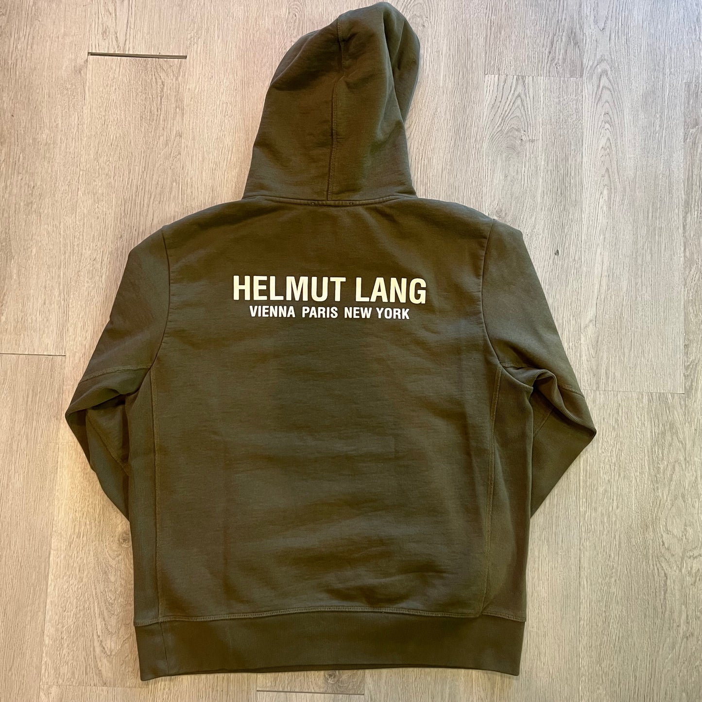 Helmut Lang Hooded jumper 'Sleeve Strap Hoodie' olive - Preowned