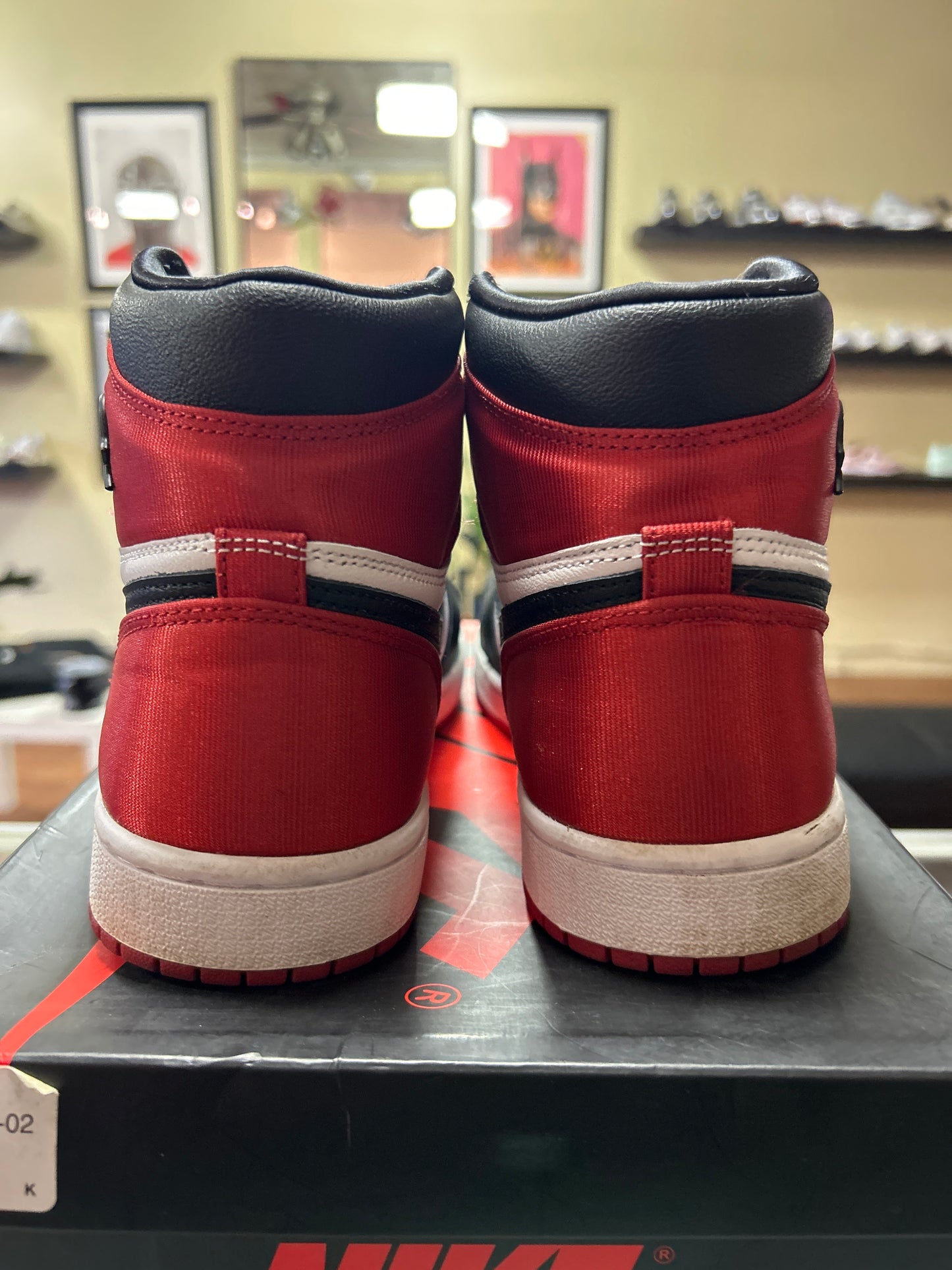 Jordan 1 Retro High Satin Black Toe (Women's) - Preloved