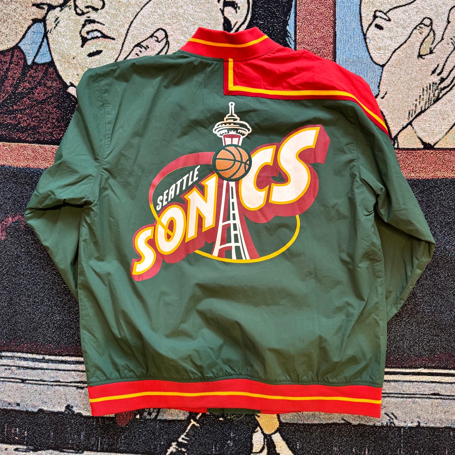 Men Green Seattle SuperSonics 1995/96 Authentic Full- Snap Warmup Jacket