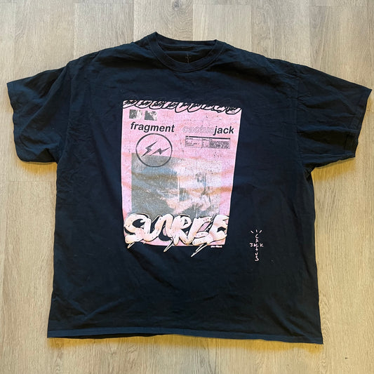 Travis Scott Cactus Jack For Fragment Pink Sunrise T-shirt Washed Black - Preowned
