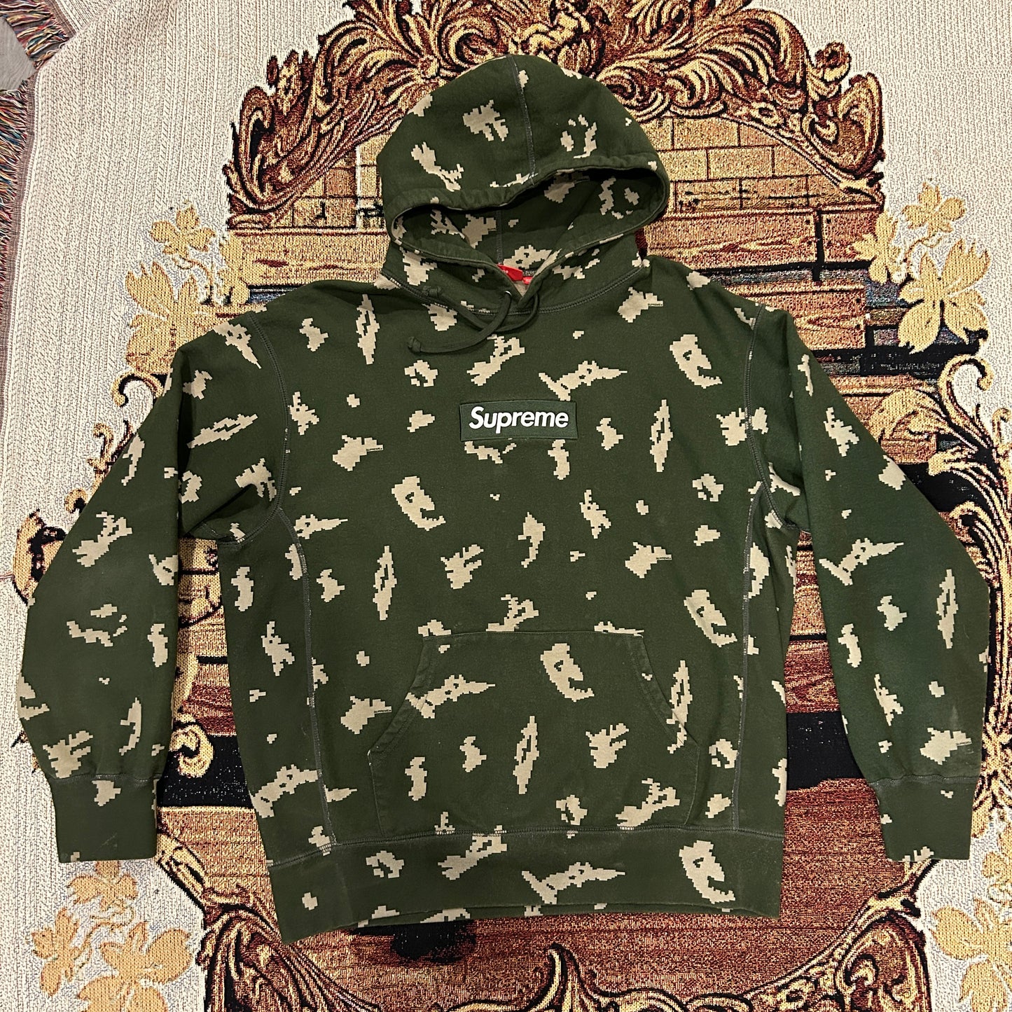 Supreme Box Logo Hooded Sweatshirt (FW21) Olive Russian Camo - Preowned