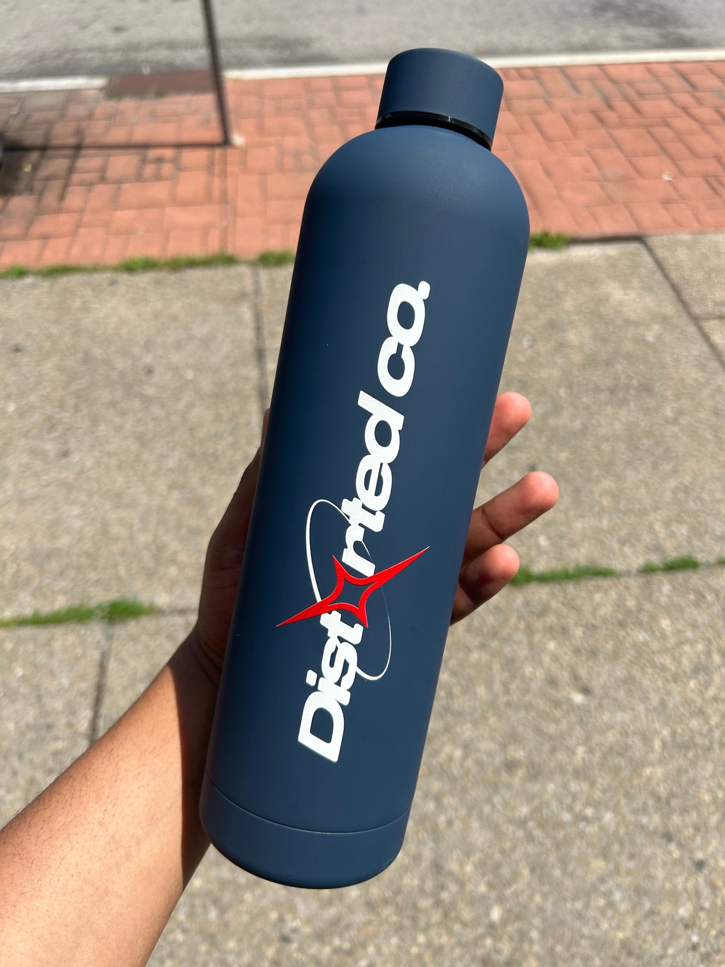 Distorted Co. Navy Blue Water Bottle