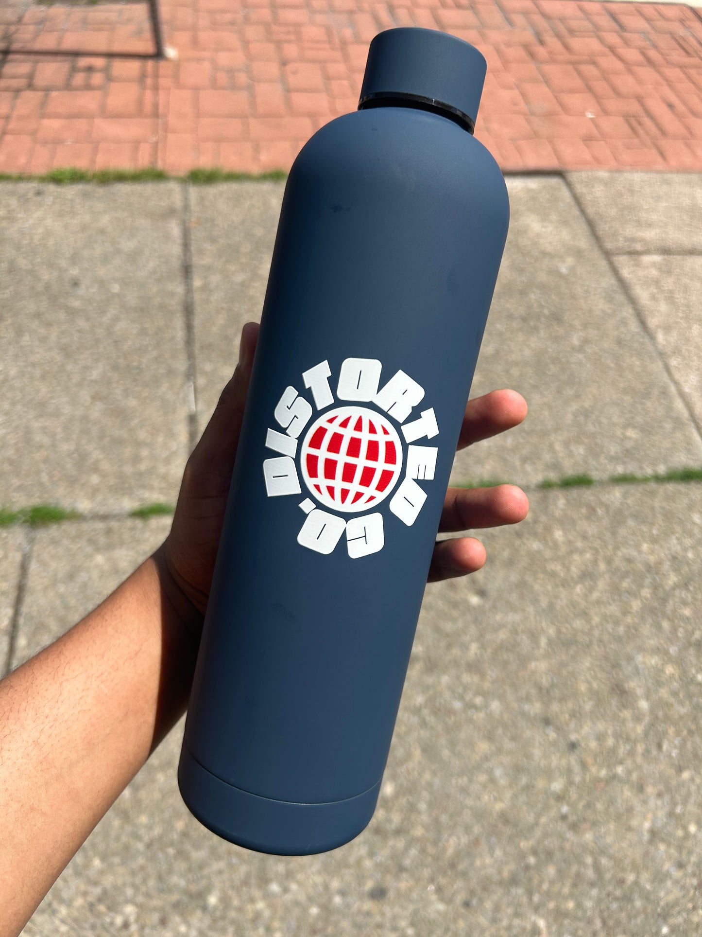 Distorted Co. Navy Blue Water Bottle