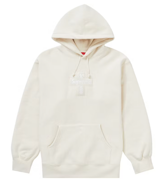 Supreme Cross Box Logo Hooded Sweatshirt Natural