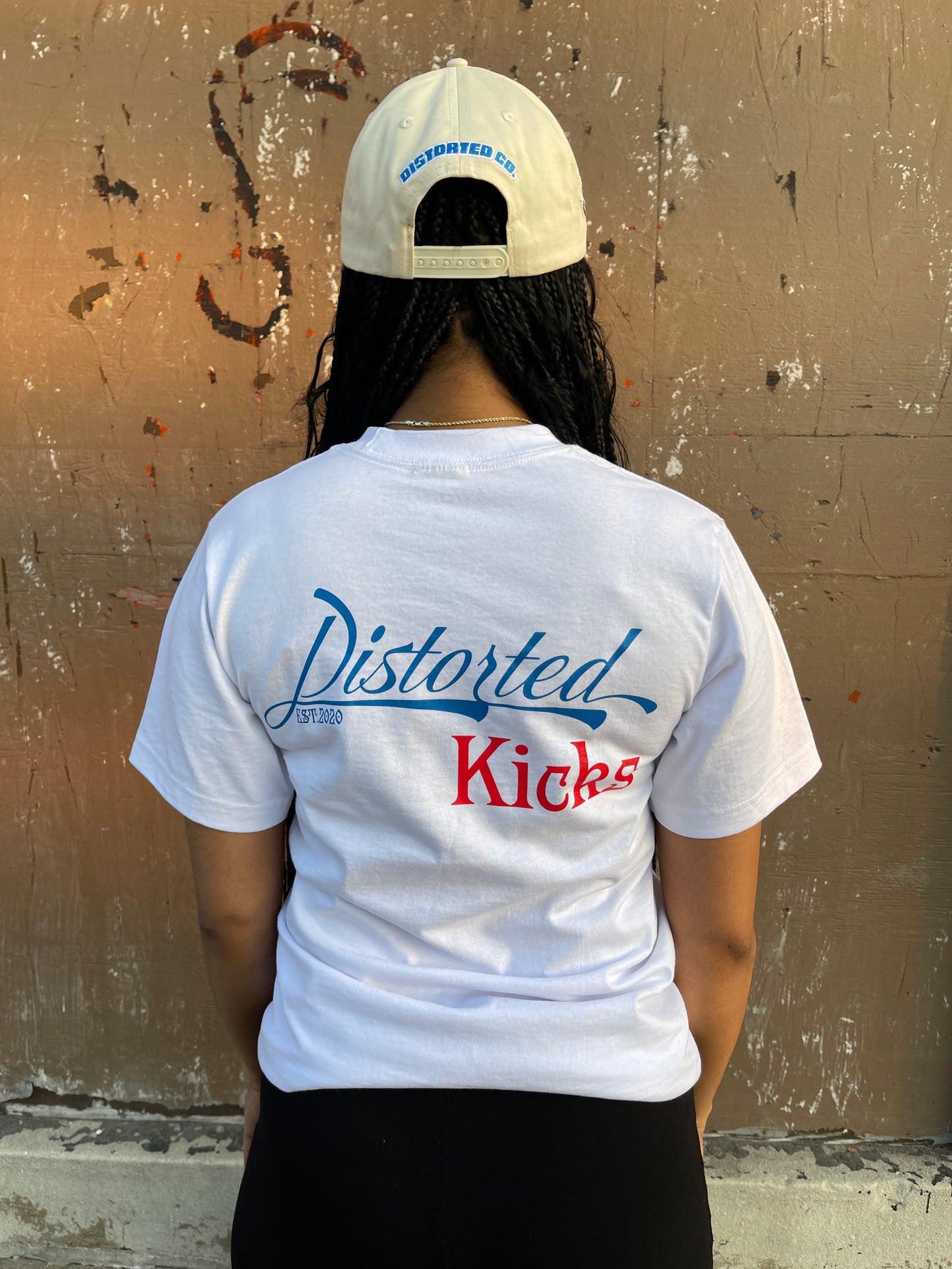 Distorted Kicks Classic T-Shirt (White/Red/Blue)